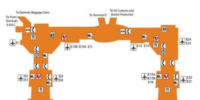 Хјустон на аеродромот, терминал e мапа