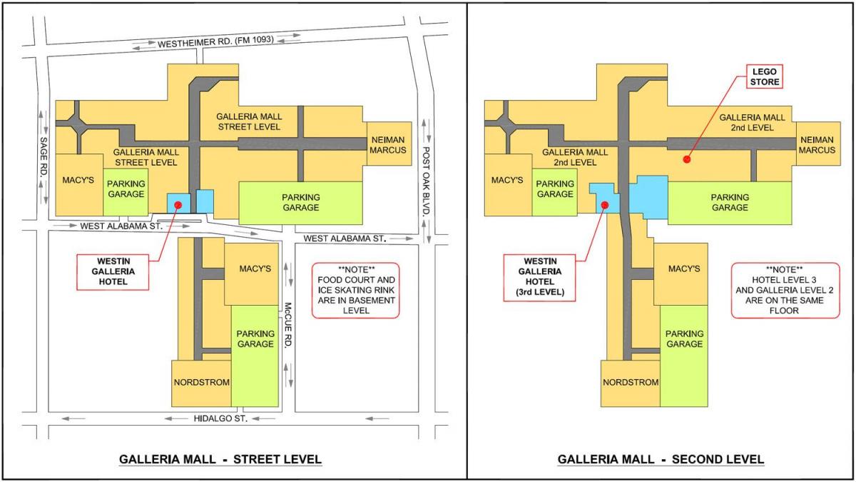 Хјустон Galleria центар мапа