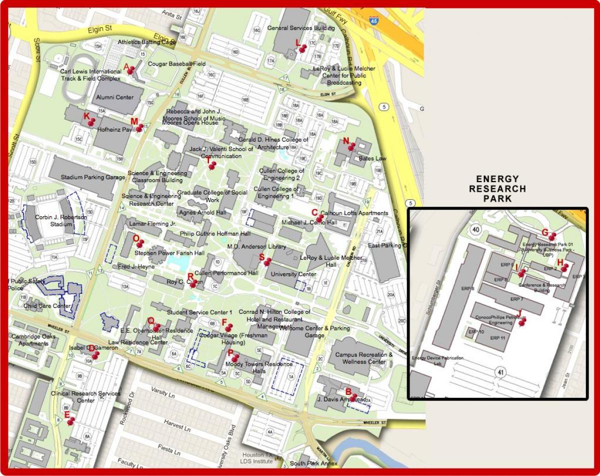 карта на универзитетот на Хјустон