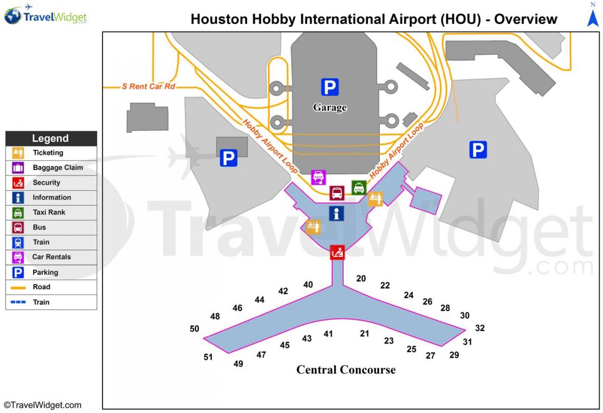 карта на Хјустон аеродром