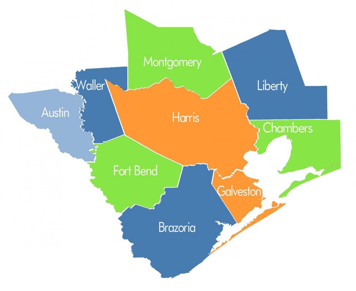 округот карта на Хјустон