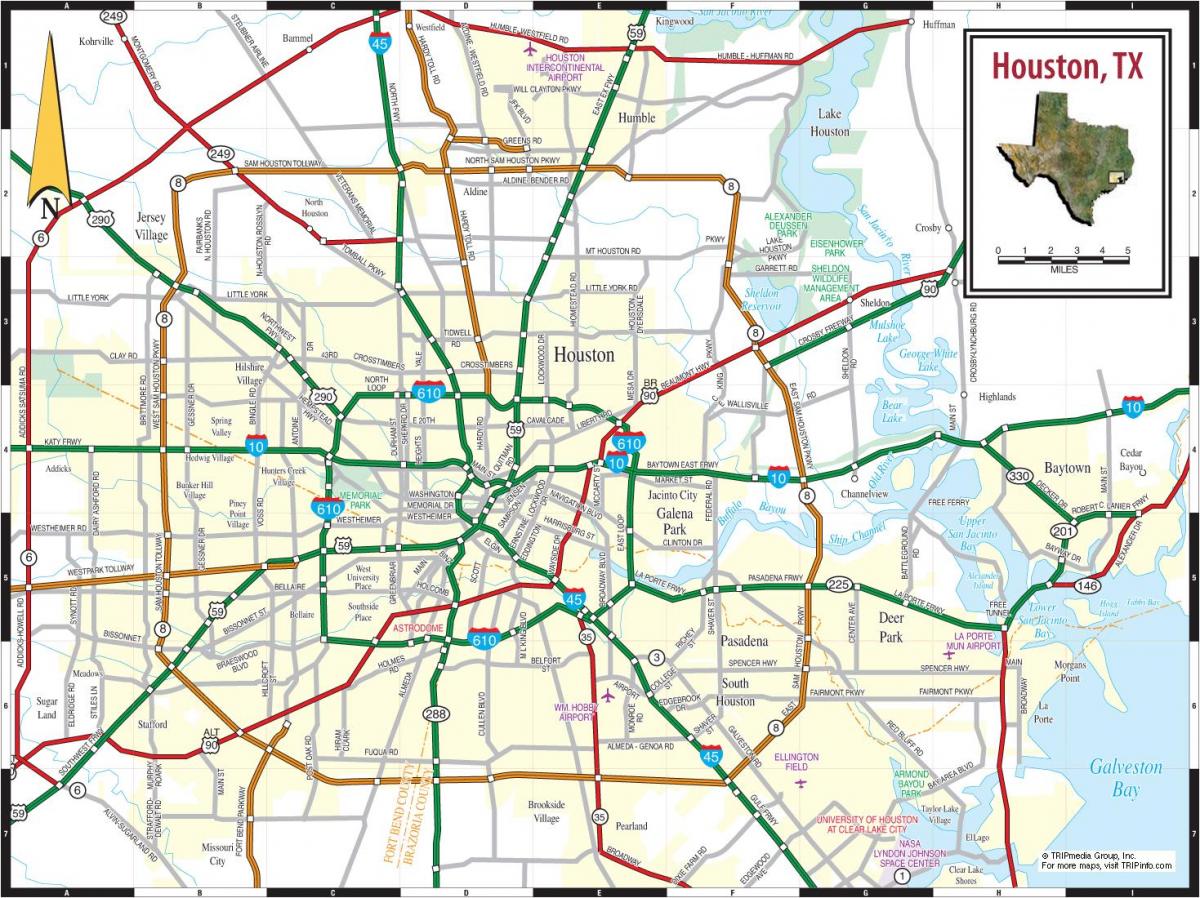 градот Хјустон мапа