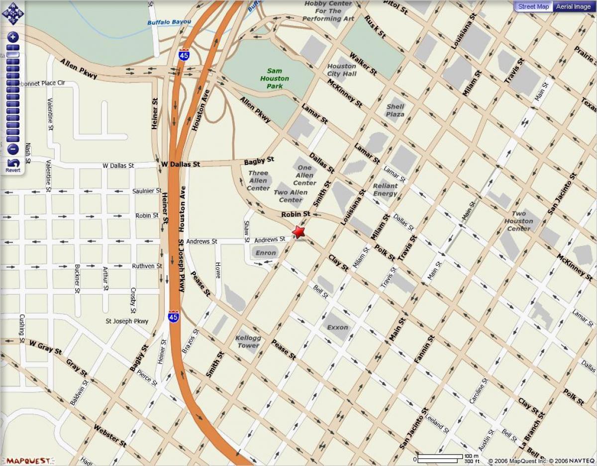 мапа на градот Хјустон