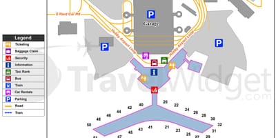 Хјустон на аеродромот, терминал мапа